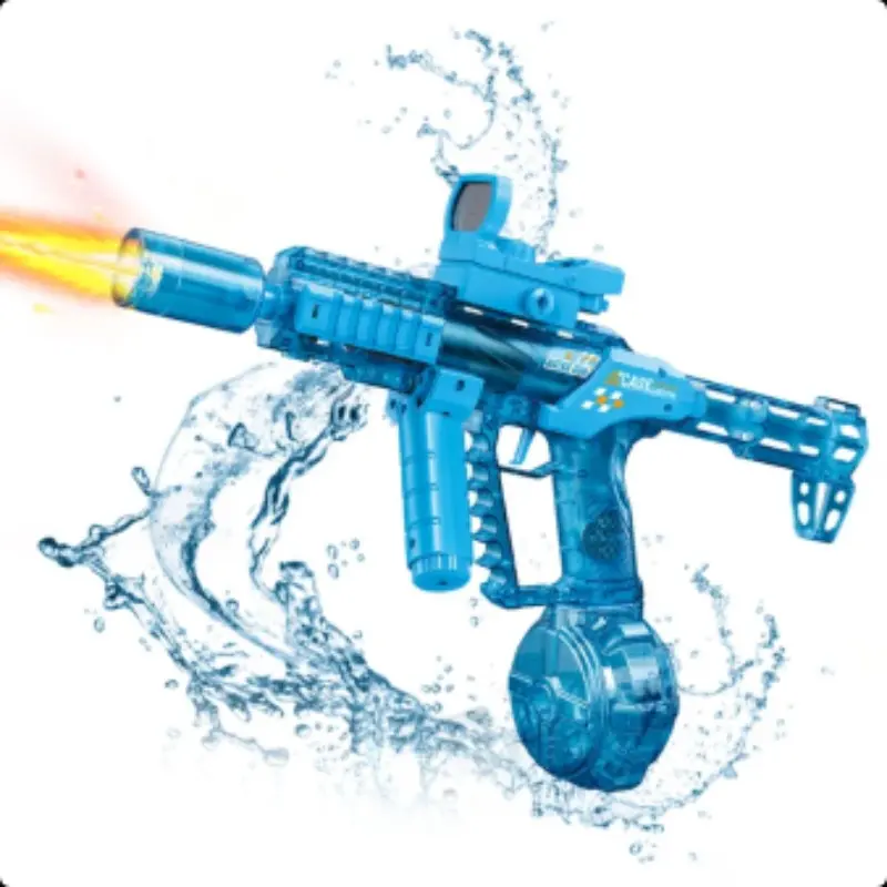Automatic Electric Water Gun Blasters with Scope, 8m Range, Rotating Handle, Lights and Sounds, Large Capacity Drum, Long Battery Life, Boys Toy Gift Waterguns