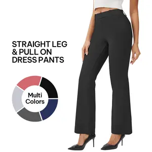 AVAMO Stretchy Work Pants with Belt Loop Slacks for Women Mini Flare Yoga Dress Pants with Pockets High Waisted Pull On Business Casual Office Business, Casual, Fit, Womenswear, Bottom, Cute, Workwear