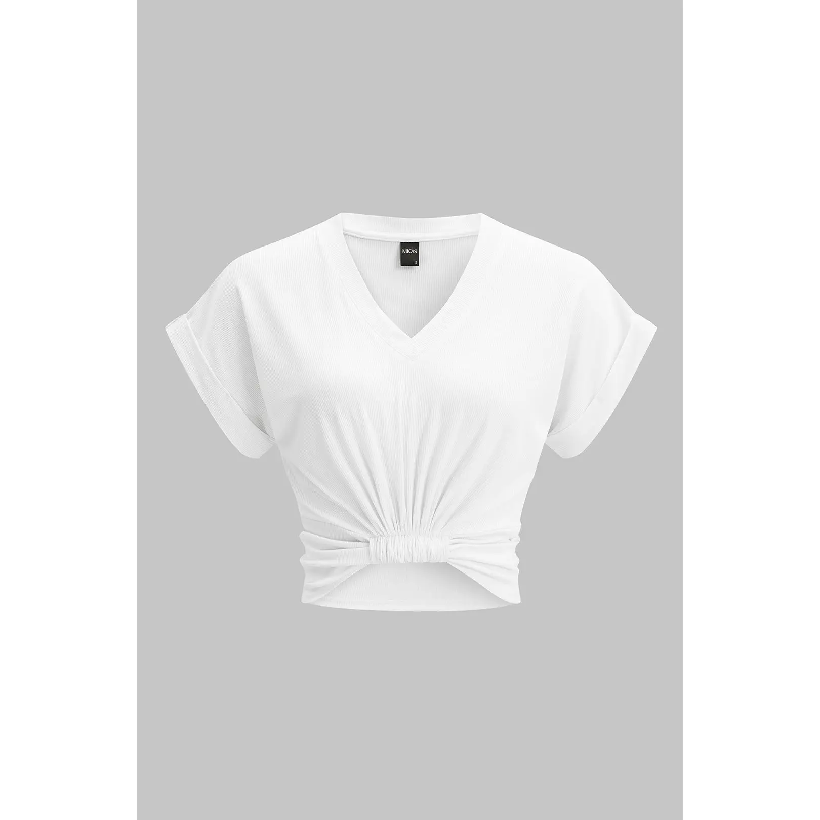 V-Neck Ruched Short Sleeve T-Shirt