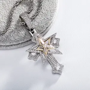 Three-tiered Rotating Pentagram Zircon Pendant Necklace, Ideal Gift for him her