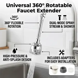 Faucet Sprayer Attachment, 360° Rotatable 3-Speed Faucet Extender, Universal Aluminum Adapter, Kitchen Faucet Head Replacement for Sink