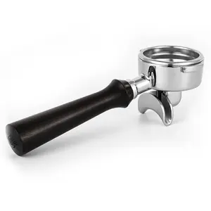CrossCreek 58mm Espresso Double Spouts Portafilter with 2 Ear | Fits E61 | Flair/Rocket/Sanremo/Expobar etc. | Stainless Steel Basket and Solid Wood / Walnut Handle | Espresso Accessories