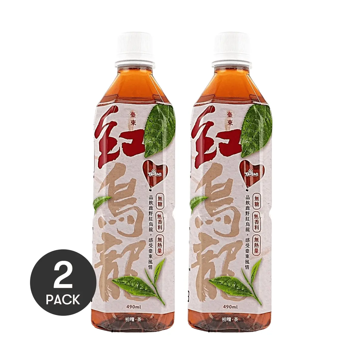 2 Pack Chuchang Taiwan Taitung Luye High Mountain Red Oolong Tea Drink, Original Unsweetened, 490ml per Bottle - Zero Sugar, Zero Calories, No Artificial Flavors