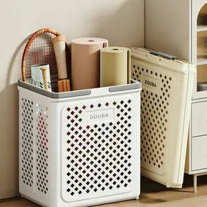 Foldable Storage Basket with Breathable Holes, No Wheels Design, Durable Plastic Material, Ideal for Clothes Blankets Toys Fitness Equipment, Collapsible Storage Baskets