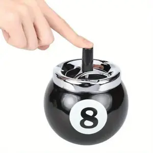 Stylish Black No.8 Billiard Ball Ashtray - Durable Iron, Perfect For Home & Office Decor  Lighter decorative statue cute animal design figurine living room bedroom office school home ornament desktop gift mini resin emotional support unique