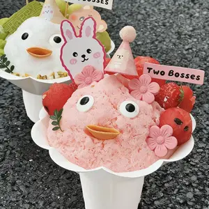 10pcs Disposable Snowflake Shaved Ice Thick Paper Bowls, Food Grade Biodegradable Ice Cream Petal Paper Bowls, Ideal for Store Packaging and Home Use