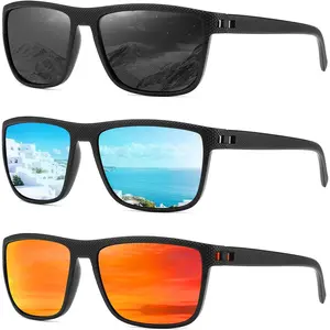 STANDARD GOODS Polarized Sunglasses for Men and Women Square Sun glasses Color Mirror Lens UV Blocking (3 Pack)