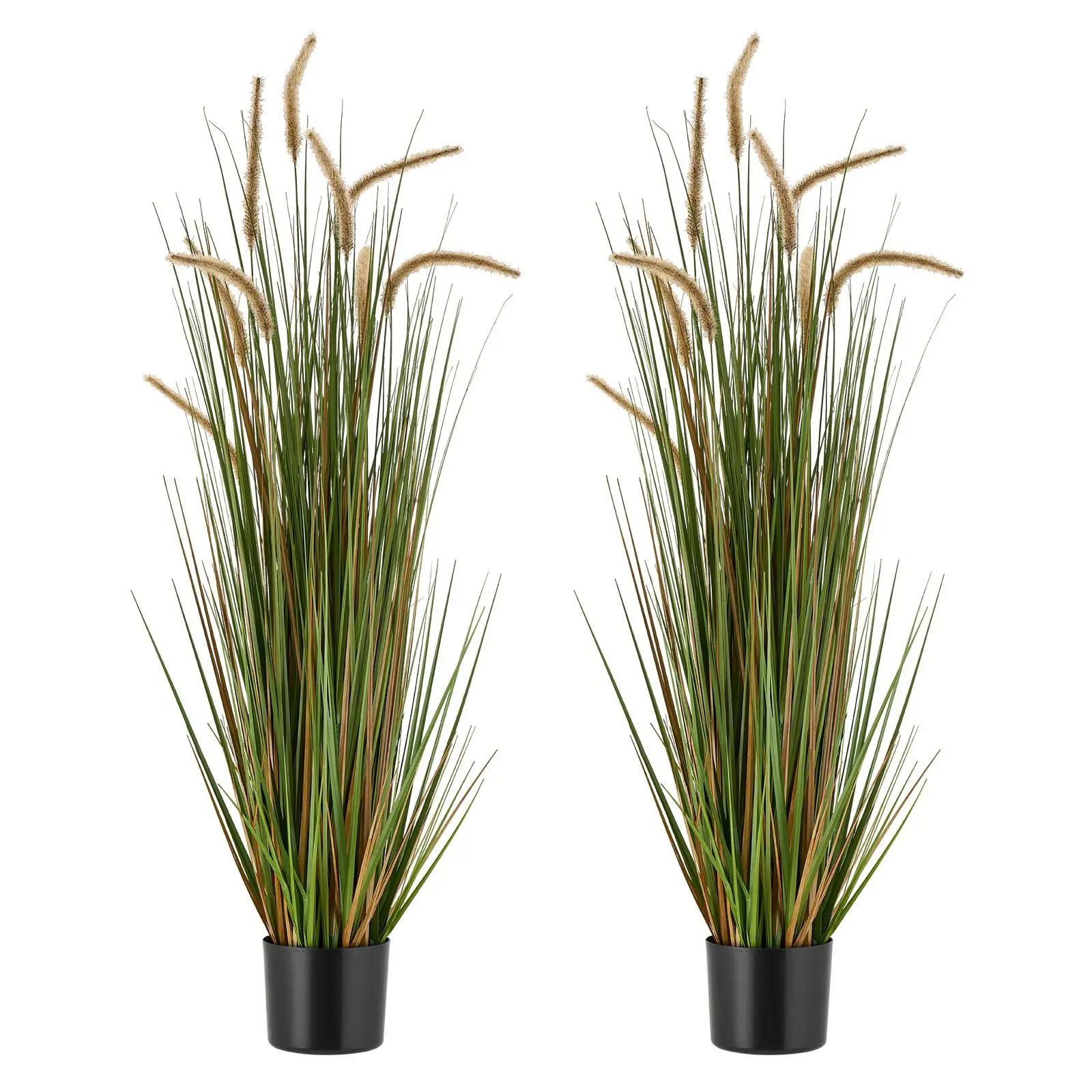 【summerfinds】VEVOR 2-Pack 47in Decorative Lightweight Plastic Horsetail Reed Grass in Pot, Premium PVC Faux Greenery Shrubs for Indoor Home Garden & Outdoor Office Decor, Housewarming Gift