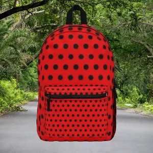 Red & Black Polka Dot Backpack — Cute Retro School Bag