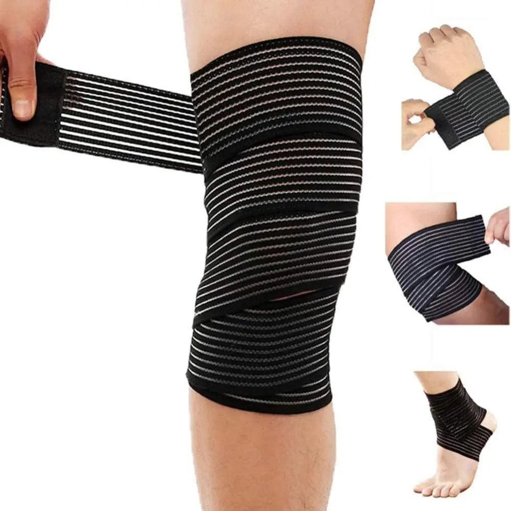 Sports Extra Long Elastic Knee Wrap Compression Bandage Brace Support for Legs, Plantar Fasciitis, Stabilising Ligaments, Joint Pain, Squat, Basketball, Running, Tennis, Soccer, Football (Black-1pcs)