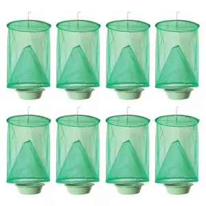 1/2  PCS Hanging Fly Trap, Ranch Fly Trap, Fly Trap with Bait Storage for Residential Area, Garden, Ranch, Non-Toxic Fly Net, Green