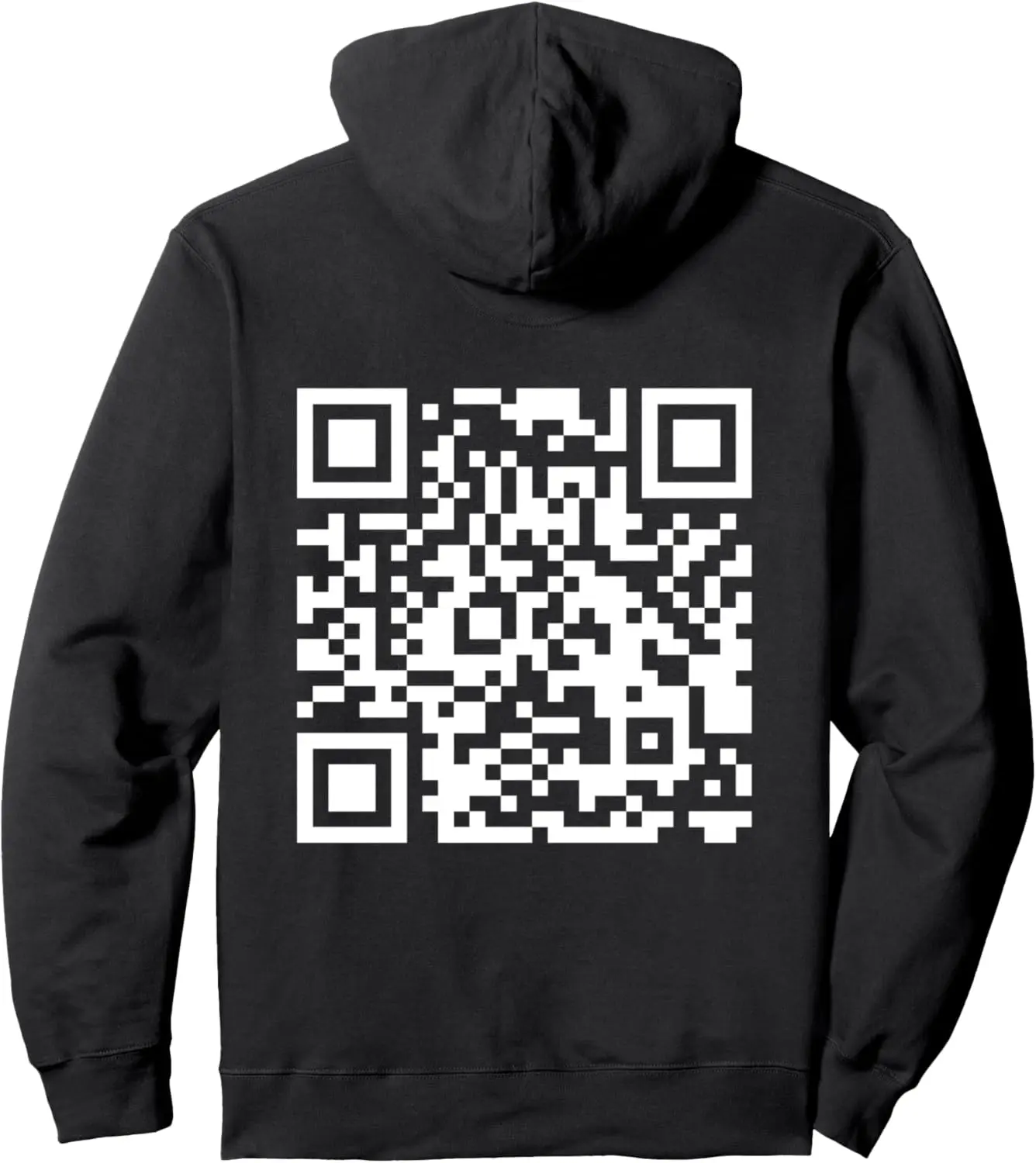 QR Scan Code Adult Sarcasm Humor F-ck You FU Back Print Pullover Hoodie