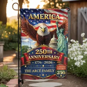 Personalized 250th Anniversary Garden Flag _ Custom Family Name Patriotic Eagle _ Weather-Resistant Double Sided Yard Decor _ Limited Edition Gift