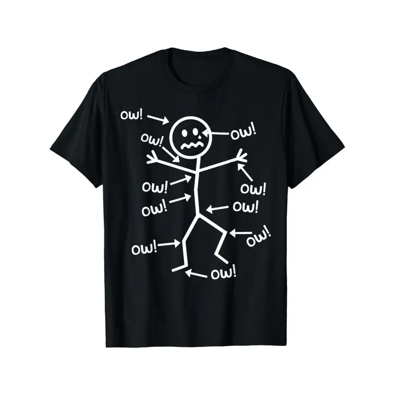 Funny Ow Ow Ow Chronic Pain Awareness T-Shirt – Short Sleeve Graphic Tee Casual Summer Top