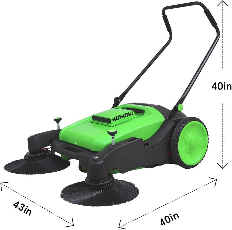 41" Walk-Behind Hand Push Floor Sweeper, 15-Gal Large Capacity, Folding Handle, 46000 SqFt/Hour, Ideal for Large Area Cleaning in Stores, Farms, Stable, Indoor & Outdoor Use