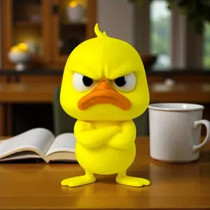 Cute 3D Angry Duck Figurine, Lifelike Eyes & Mouth Expressions, Mini Melancholic Desk Ornament, Perfect Gift for Birthdays & Home Decor