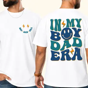 In My Boy Dad Era Shirt, Boy Dad Club Front Back Graphic Tee, Gender Reveal New Dad T-Shirt, Father’s Day Gift, Casual Cotton Tee