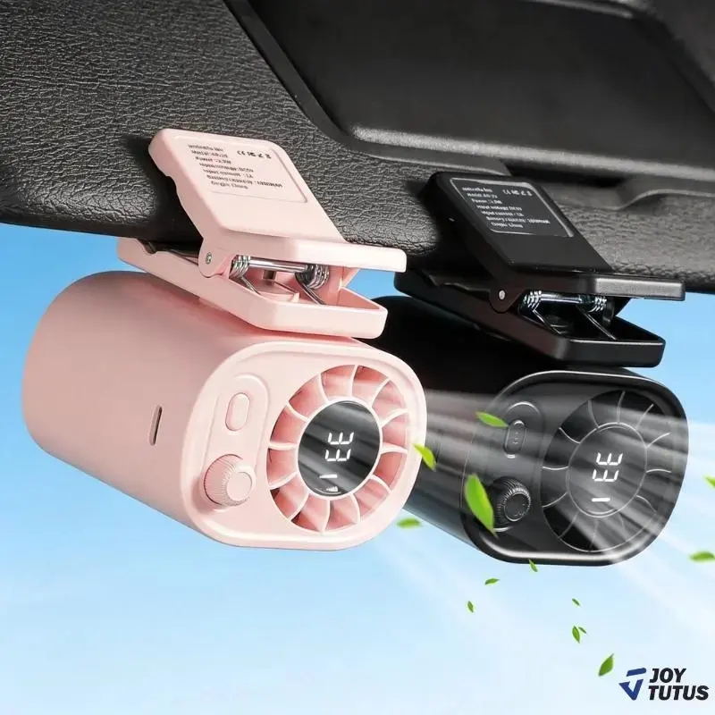 【Summer Survivals】Eagej Portable Handheld Car Clip-On Fan, 2026 Summervibes, LED Display, 360° Rotation, 199 Adjustable Speeds, USB Rechargeable, 16℃ Semi-Cooling, Wide Clamp,  2000mAh Battery, Personal Automotive Cooling, Portable Handheld Fan
