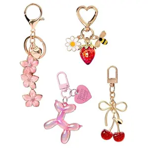 4PCS Cute Cherry Bag Charms – Purse Keychain Accessories for Women