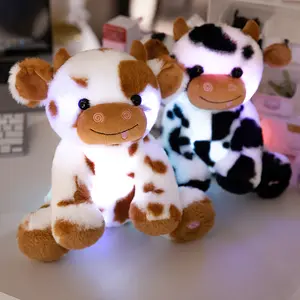 LED Light-Up Cow Plush Toy - Soft & Cuddly Stuffed Animal with Glowing Lights, Black & White Spotted Cow Design, Perfect Night Light & Adorable Gift for Youngsters, Available in 11.8" and 9.84" Sizes, Youngsters Night Light | Illuminated To