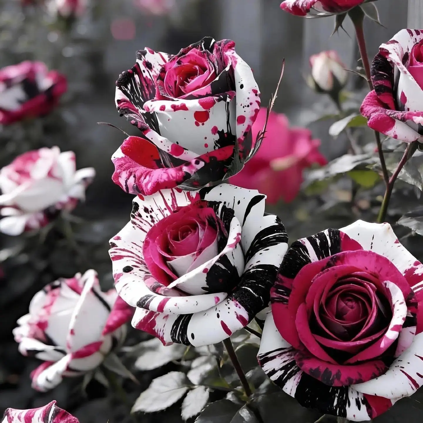 Unique Painted Floral Roses, Garden Decor for Borders & Patio Planters, Adds Visual Interest, Works Well as Accent Focal Element, Easy to Mix with Garden Styles