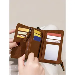 Women's Elegant Minimalist Short Wallet with Wristlet, Casual Versatile Zipper Card Slots Wallet, Trendy Wallet for Daily Use