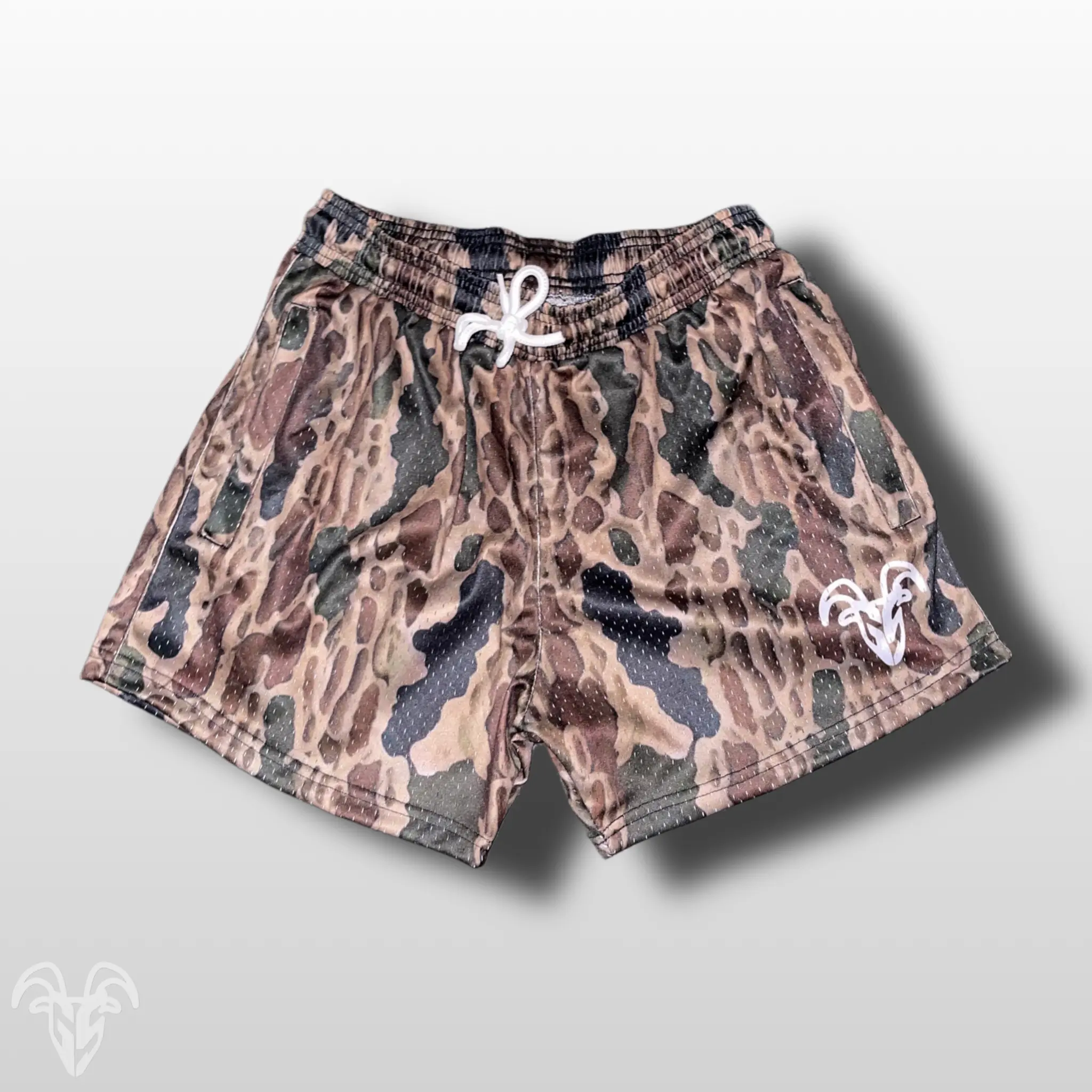 Goat Strength Old School Camo Patterned Athletic Mesh Shorts - 5 Inch Inseam, Breathable Elastic Workout Gym Shorts with Zipper Pockets outfits workoutfit