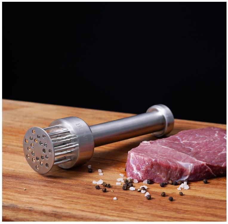 Stainless Steel Meat Tenderizer Tool with 21 Sharp Needles - A Meat Tenderizer Mallet for Chicken and Beef, Durable Meat Mallet Hammer, Easy-Grip Meat Hammer Tenderizer