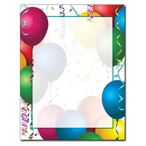 Bright Balloons Letterhead Laser & Inkjet Printer Paper - 8.5in. x 11in. - 25 Sheets per Pack - Birthday Stationery, Celebration Stationery