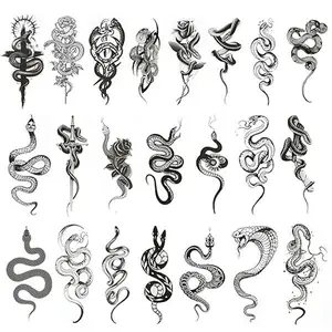 22 Sheets Realistic Snake Temporary Tattoos 3D Tribal Serpent Tattoos Floral Swords Snake Fake Tattoos Waterproof Snake Tattoo Stickers for Women Men Adults Kids Face Arm Leg Body Art Flowers