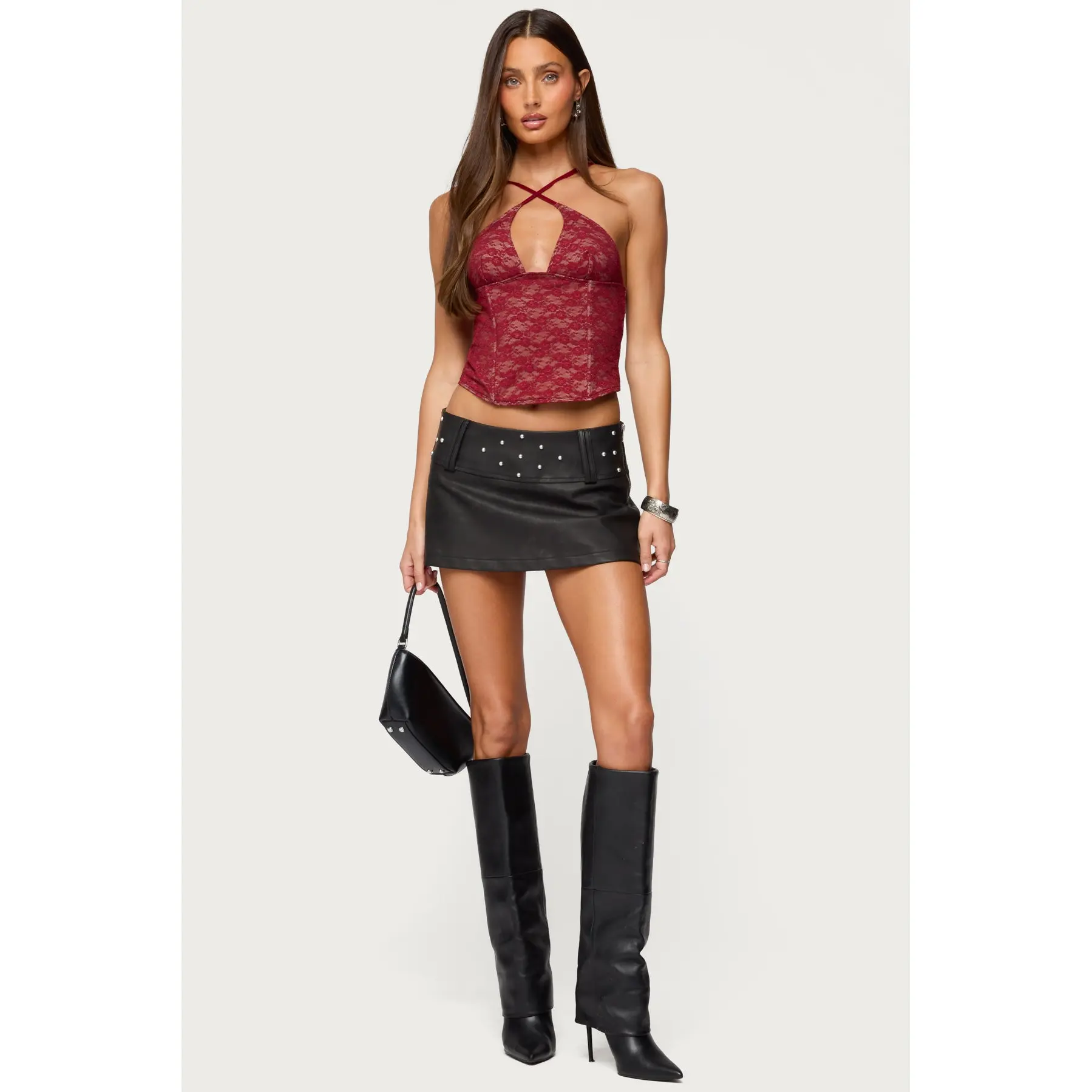 Luella Studded Faux Leather Mini Skort