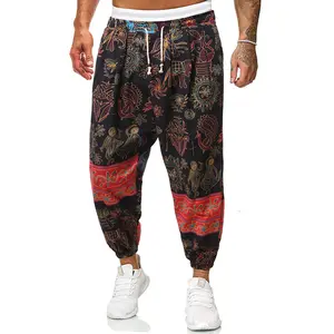 Men Vintage Harem Pants Loose Breathable Lightweight Hip Hop Streetwear Drop Crotch Casual Joggers Sweatpants Trendy Daily Long Pants For Male Street All Season