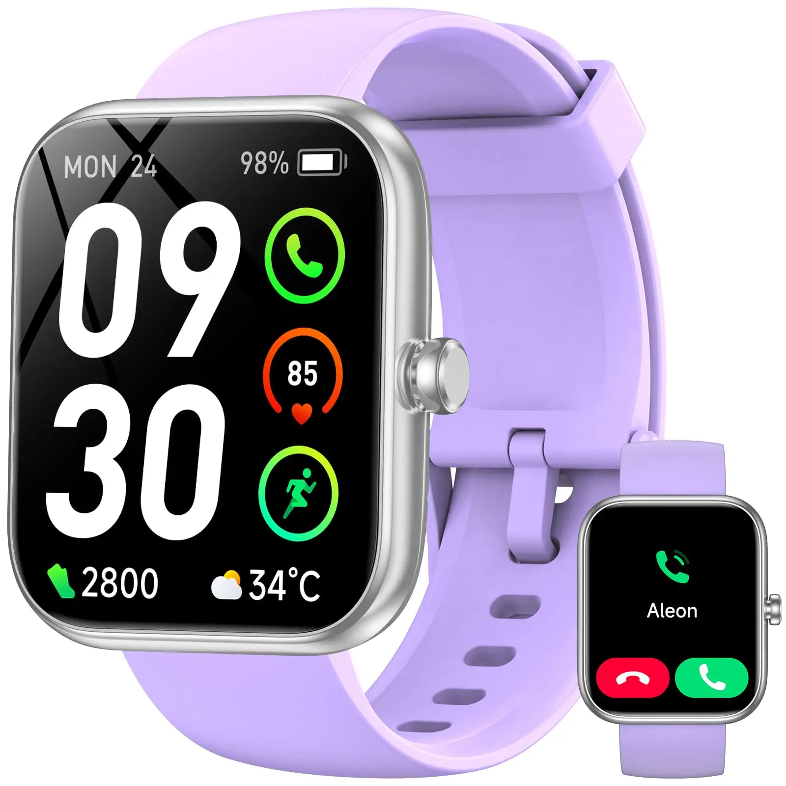 Smart Watch With Alexa Built-in‌  1.83" Hd Fitness Calls/messages Ip68 Waterproof 120+ Sports Modes 24/7 Heart Rate/sleep Smartwatch Compatible Ios/android (purple)