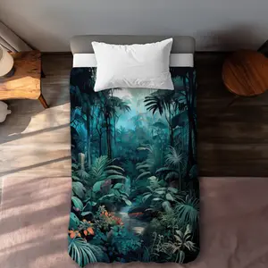 212 MAIN MWW C1DCTXLW5ADP7U Jungle-Themed Orange Twin Size Extra Long Duvet Cover - Essential Home Decor Bedding Linen Textile, Jungle-Themed Duvet Covers