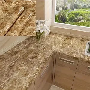 40cmx500cmx5pcs self-adhesive marble wallpaper, brown PVC thickened wall sticker, waterproof and moisture-proof highquality decorative film, easy to install, suitable for kitchen, bathroom, background wall decoration