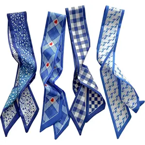 4/40 Pcs Hair Scarf for Women, 35"x2.36" Lightweight Silk Headband, Purse & Bag Scarves Gift Collection