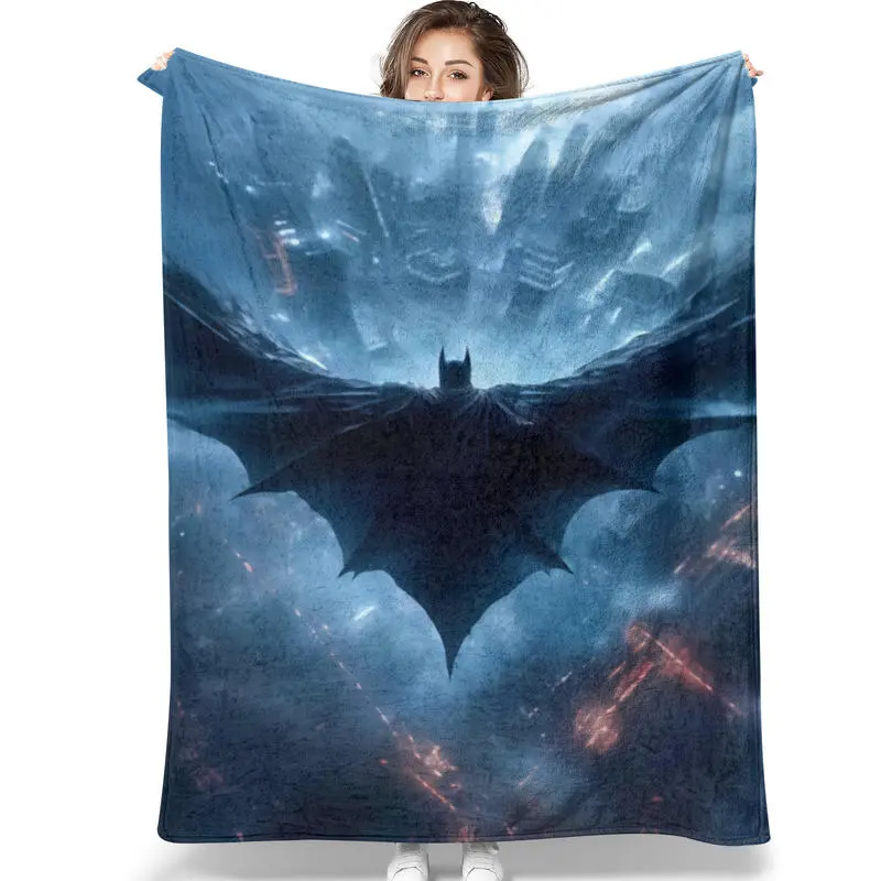 Classic Dark Hero Cityscape Night Wing Silhouette Flannel Throw Blanket - Soft, Warm, Lightweight, Breathable, Wrinkle-Resistant, Durable, Fade-Resistant - All Seasons Bedding for Bedroom, Living Room - Christmas, Thanksgiving, Birthday Gifts