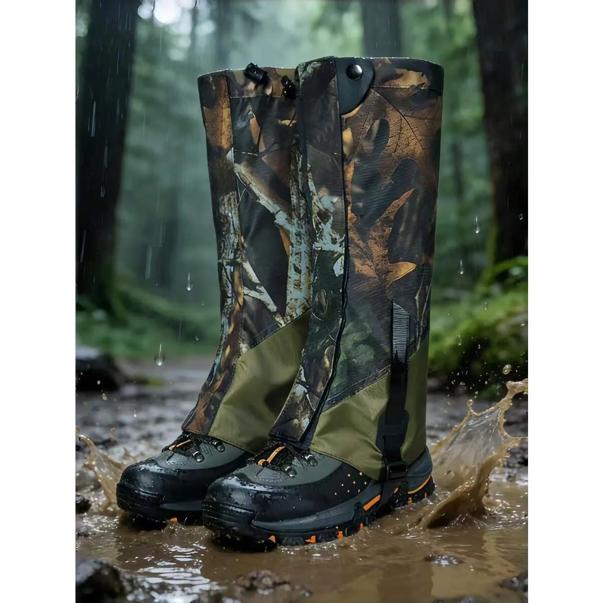 Unisex 1 Piece Leg Guards Set with Plant Graphic - Wear-Resistant Waterproof Oxford Polyester Armor, Protector for Shoes, Outdoor Tools for Male Outdoor Hiking, Hunting, Multicolor
