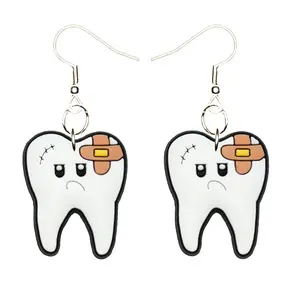 Tooth Teeth Earrings Hypoallergenic Silver Plated Fishhooks Yazzle Dazzle Dentist Teeth Gums Dentures Rotten Decay Wisdom Molar