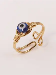 1pc Evil Eye Ring for Women Blue Evil Eyes Open Adjustable Rings Dainty Turkish Greek Third Eye Enamel Ring Lucky Protection Jewelry Gifts Geometric Design Ring Witchy Jewelry