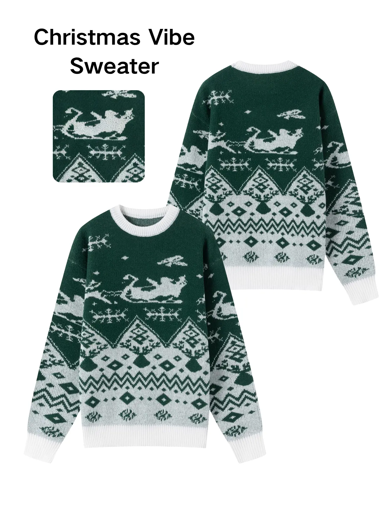 Men's jacquard knit sweater with a Christmas vibe for winter, crew neck, casual
