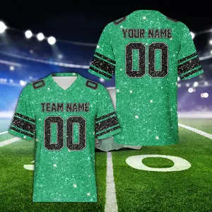 Custom Faux Glitter Football Jersey, Personalized Color Adult Football Team Jersey American Football Game Day Outfit , jersey H4L
