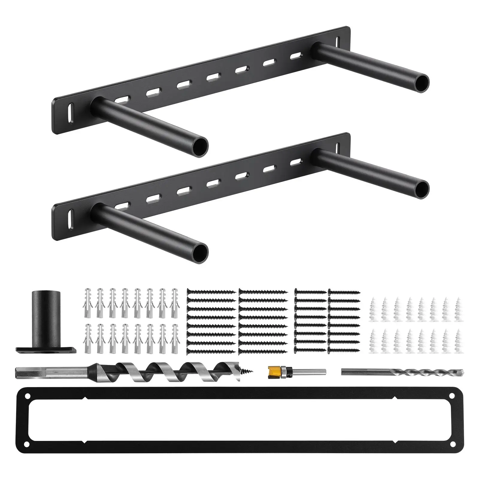 2 Pcs Heavy Duty Floating Shelf Brackets, 16 Inch / 406.4 Mm, Steel Construction With Powder Coated Finish, Wall Mounted Concealed Shelf Support For Home, Kitchen, Garage, Workshop And Living Room Shelves