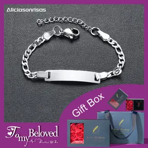 BR844 Customized Engraved Children's Bracelet Stainless Steel Blank Curved Bracelet Holiday Gift