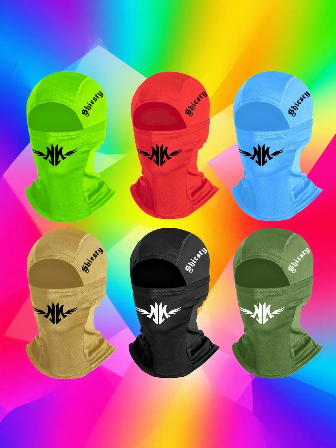 Letter & Wing Print Ski Mask, Unisex Woven Fabric Balaclava Gaiter Mask for All Seasons, Loose-Fit Design Ideal for Outdoor Sports & Gifts