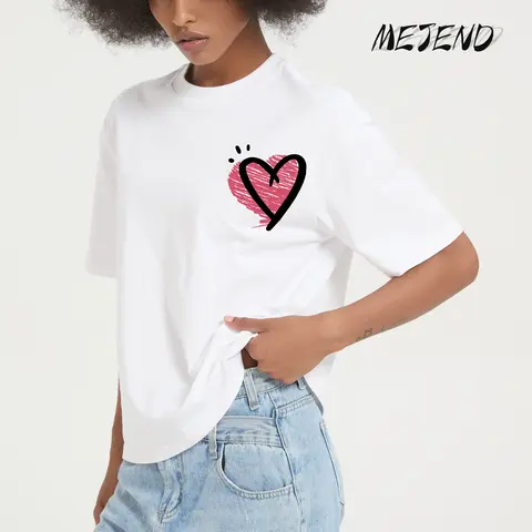 Women's Oversized Fit 250g Heavy Cotton Shortleeve Lover T-Shirt - Sun Reactive Funny Vibes Love Heart Graphic, Everyday Valentine’s Day Couple Matching Gift