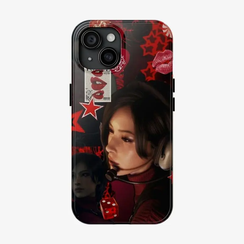 Ada Wong Pixel Crush Tough Phone Case Red Alert: Gamer Babe Tough Case Suitable for iPhone 17-11 Pro Max/Plus and  Samsung Galaxy S23-25