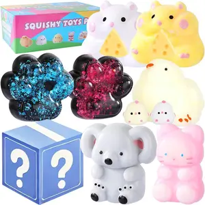 Taba Squishy 10Pack, Fufu Squishy Fidget Toys Kit, Include Squishies Chick Toys, Cat Paws, Hamster, Stress Relief Toy, Squeeze Toys, Party Favors, Birthday Gift for Girls, Boys, Kids