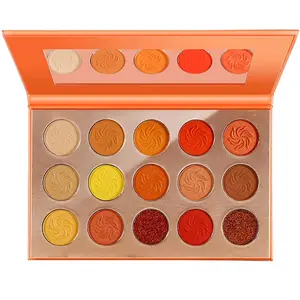 Red Orange Eyeshadow Palette Sunset 15 Color Highly Pigmented Glam Fall Eye Shadow Makeup Palette with Matte Glitter Shimmer Warm Formula - Blend