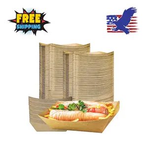 100 Pack 3lb Kraft Paper Food Trays, Heavy-Duty Paper Food Boat (Brown)